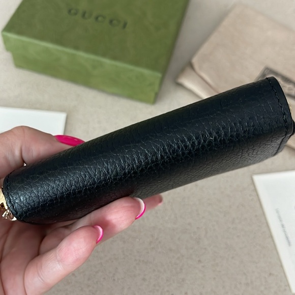 $985 NEW Authentic GUCCI Black Gold Soho Wallet Card Holder Tassel Leather - Picture 8 of 14